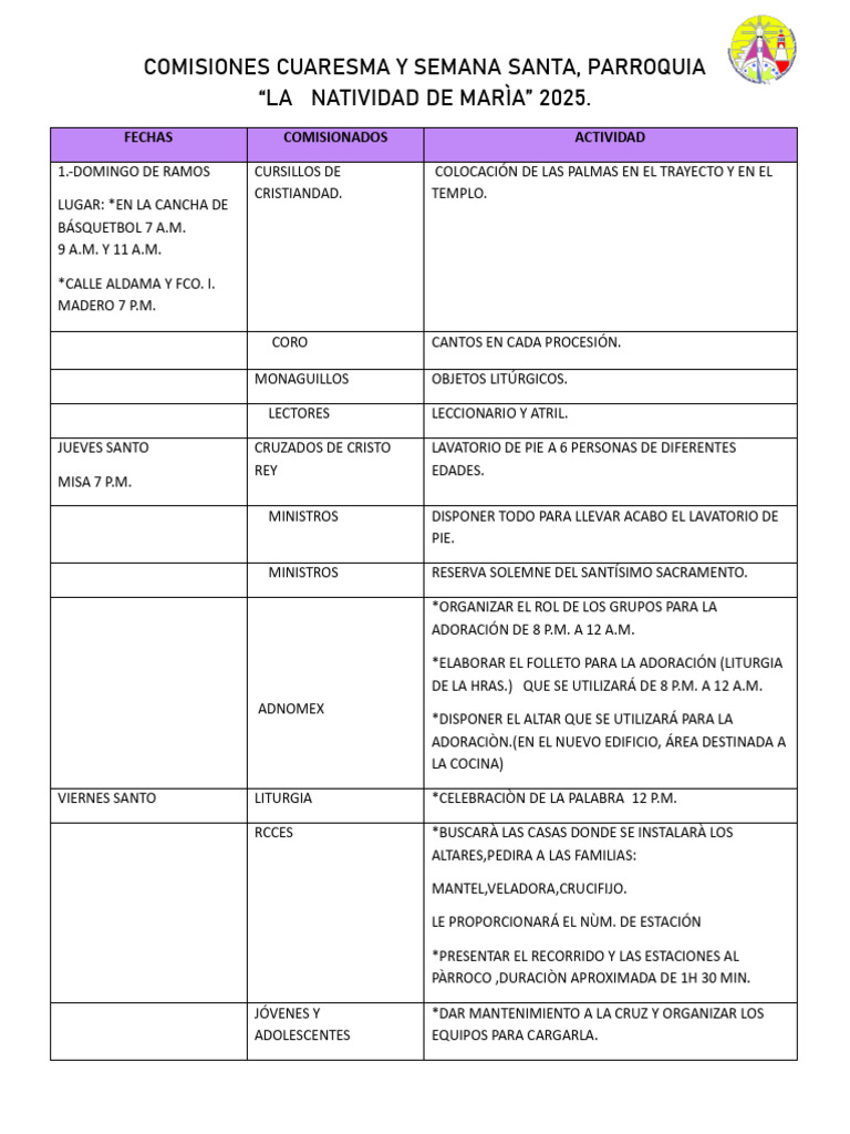 Actividades Cuaresma y Semana Santa 2025 | PDF | Fiestas cristianas y ...