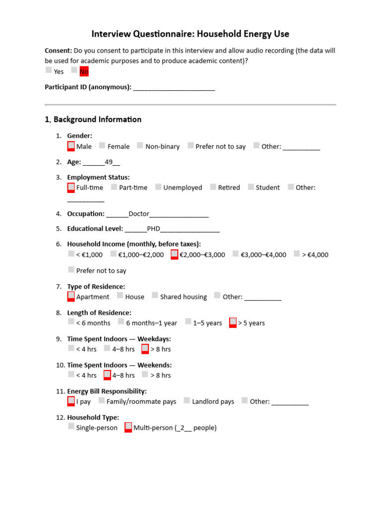 Household Energy Use Interview Guide | PDF | Efficient Energy Use ...
