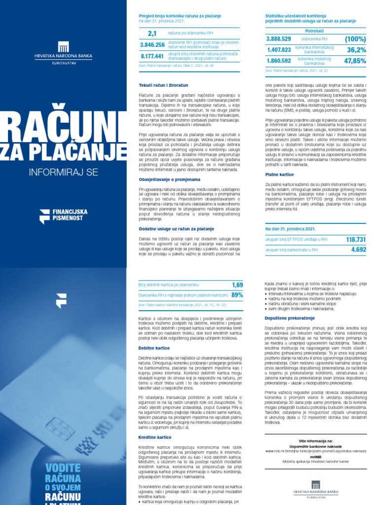 H Brosura Financijska Pismenost Racuni Za Placanje | PDF