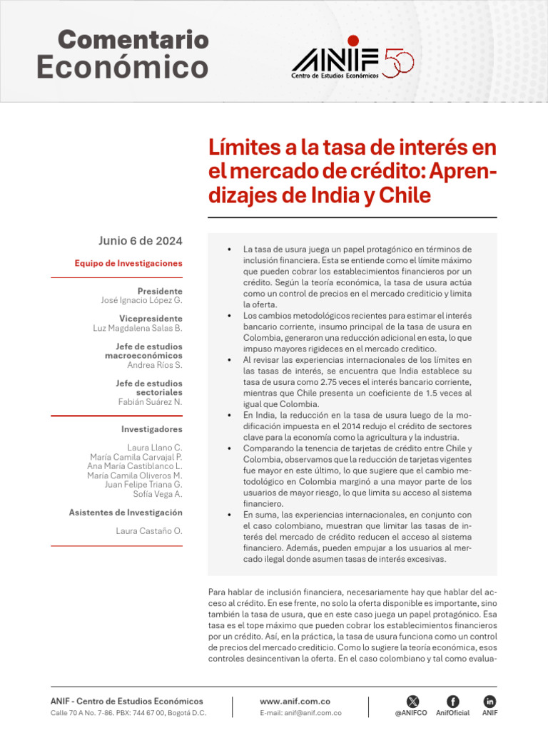 Impacto de la Tasa de Usura en Colombia | PDF | Usura | Bancos