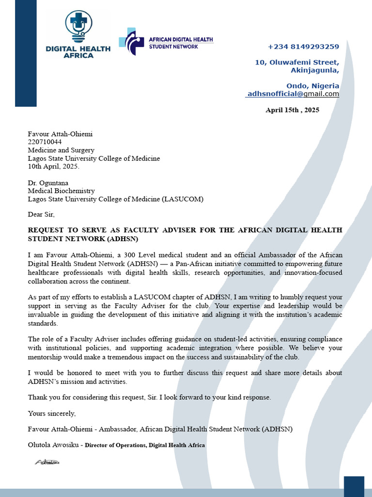 Request for Faculty Adviser Support | PDF