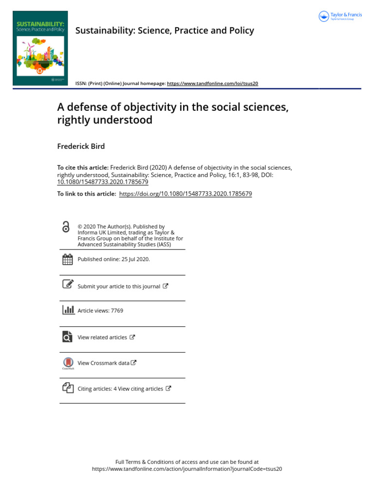 A Defense of Objectivity in The Social Sciences Rightly Understood ...