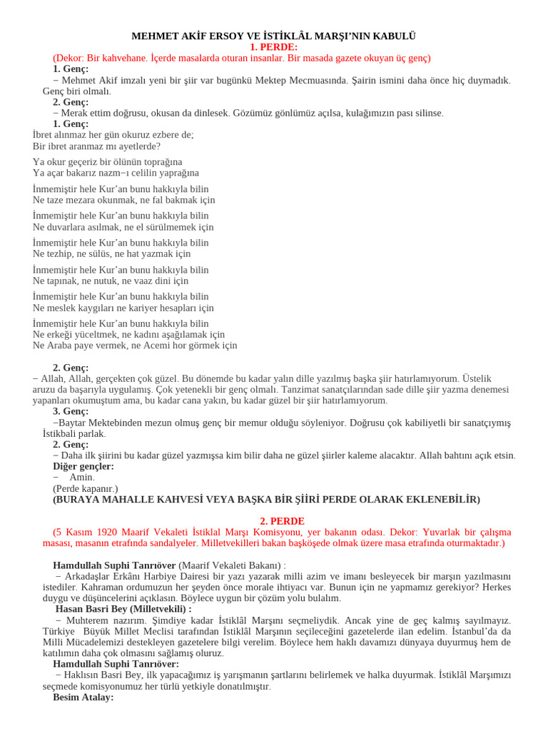 İstiklal Marşı'nın Kabulü Ve Mehmet Akif Ersoy Tiyatrosu | PDF