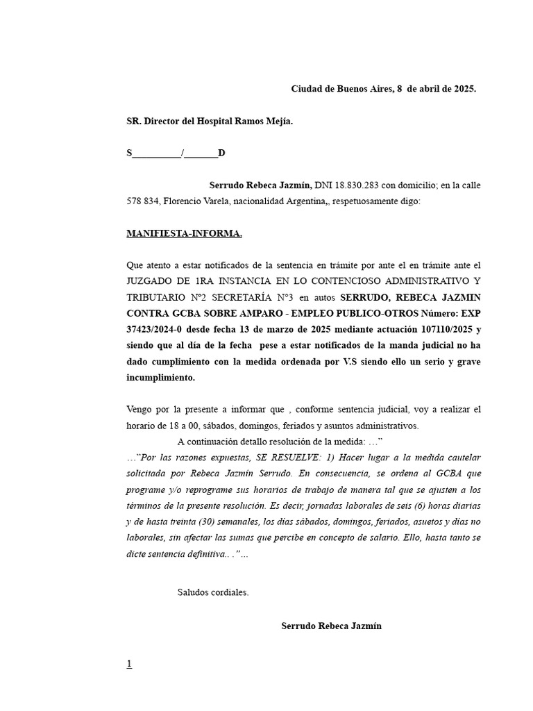 Nota Horario - Informa | PDF