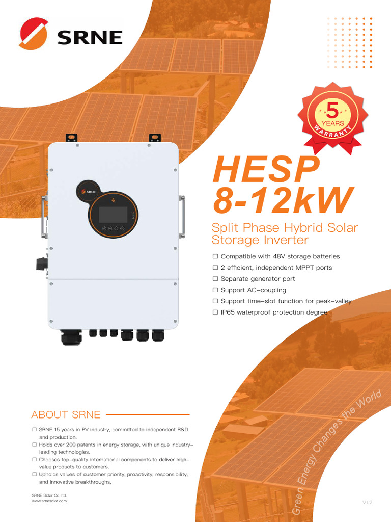 SRNE 10kW Hybrid Inverter Overview | PDF | Alternating Current | Power ...