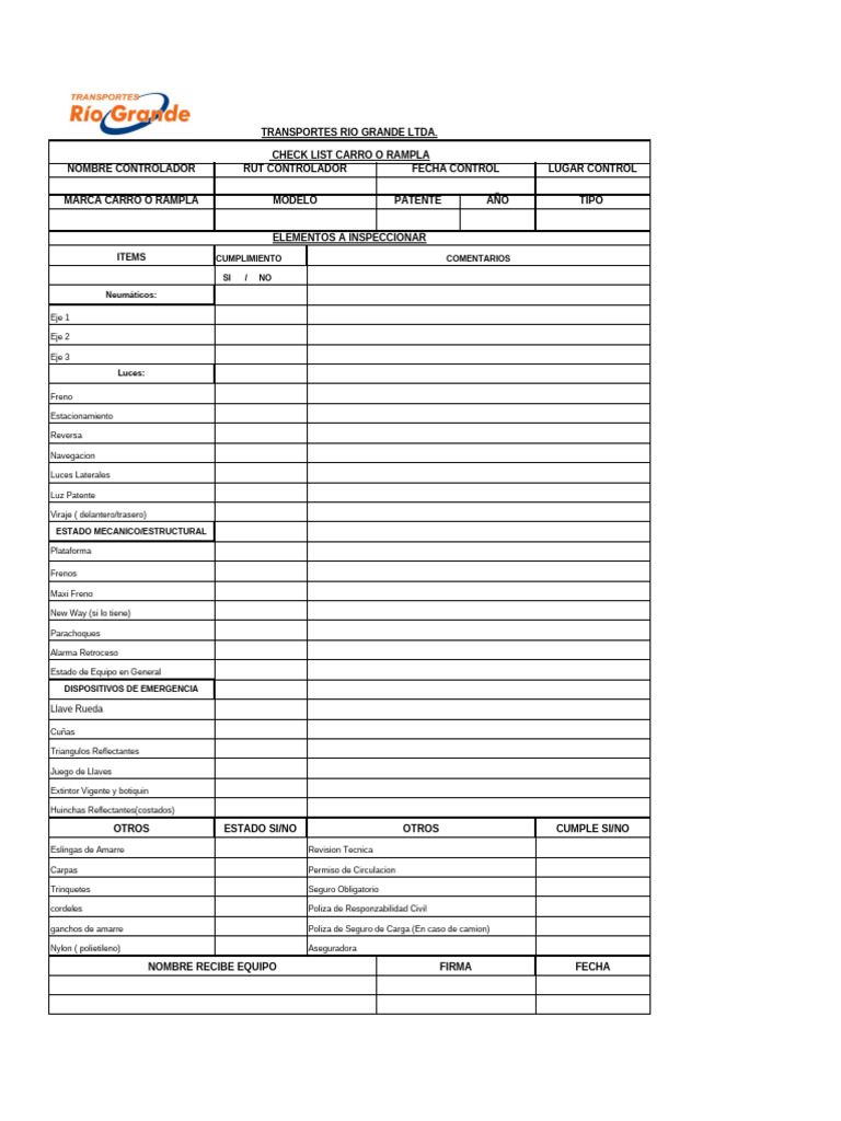 Checklist de Inspección de Vehículos | PDF | Camión | Tecnología de ...