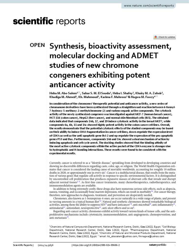 Anticancer Chromone Derivatives Study | PDF | Cancer | Chemotherapy