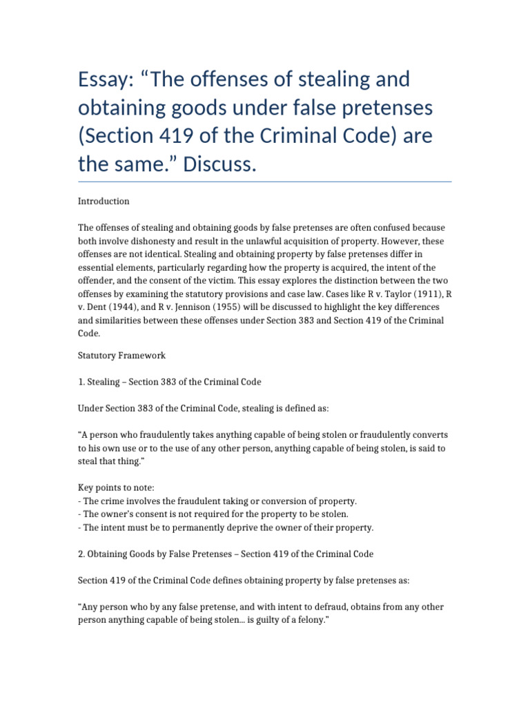 Distinctions in Theft Offenses | PDF | Fraud | Theft