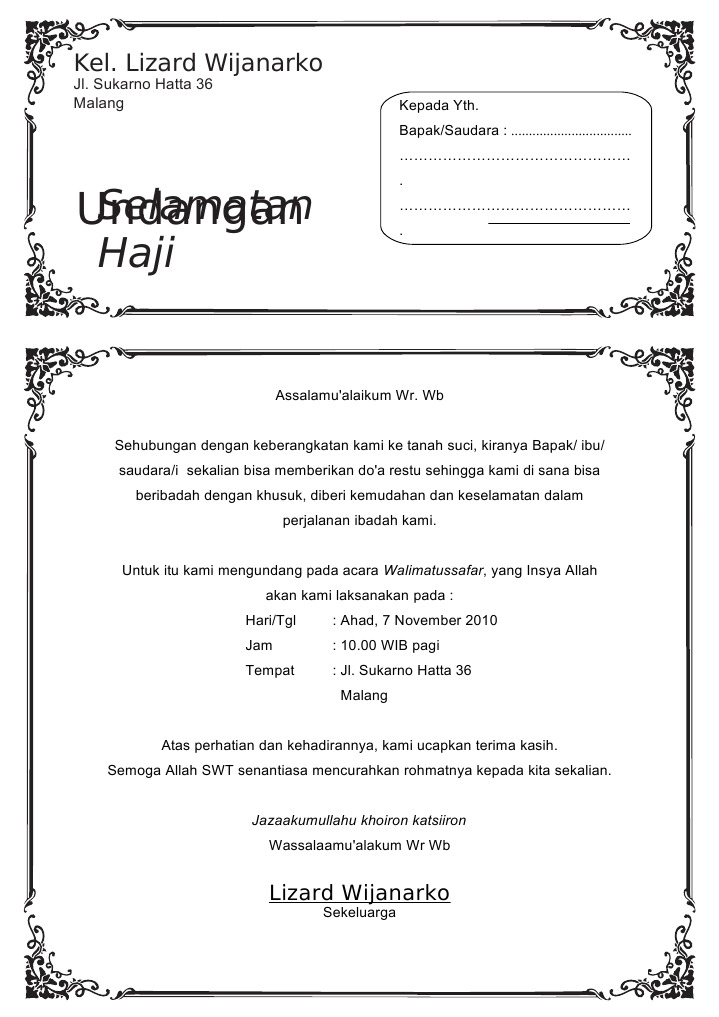 Undangan Haji Ms Word