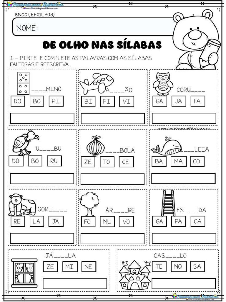Complete As Sílabas Faltosas | PDF