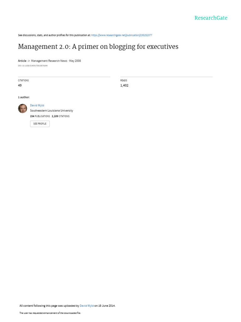 Management 20 A Primer On Blogging For Executives | PDF | Blog | Web 2.0