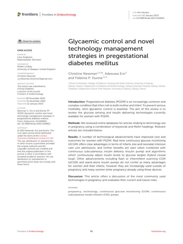 Glycaemic Control in Pregestational Diabetes | PDF | Diabetes ...