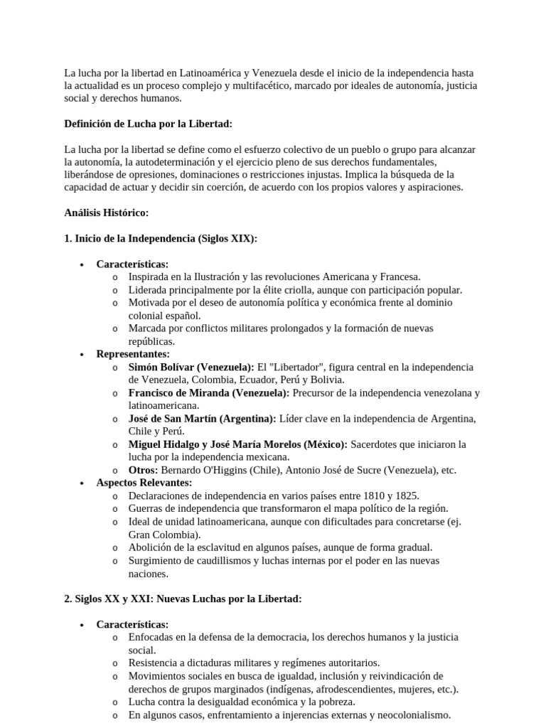 Lucha por la Libertad en Latinoamérica | PDF | Venezuela | America latina