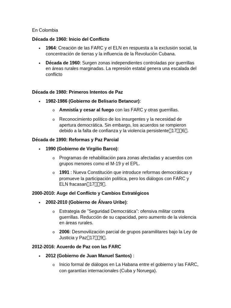 Historia del Conflicto en Colombia | PDF | Guerra de guerrillas | Gobierno