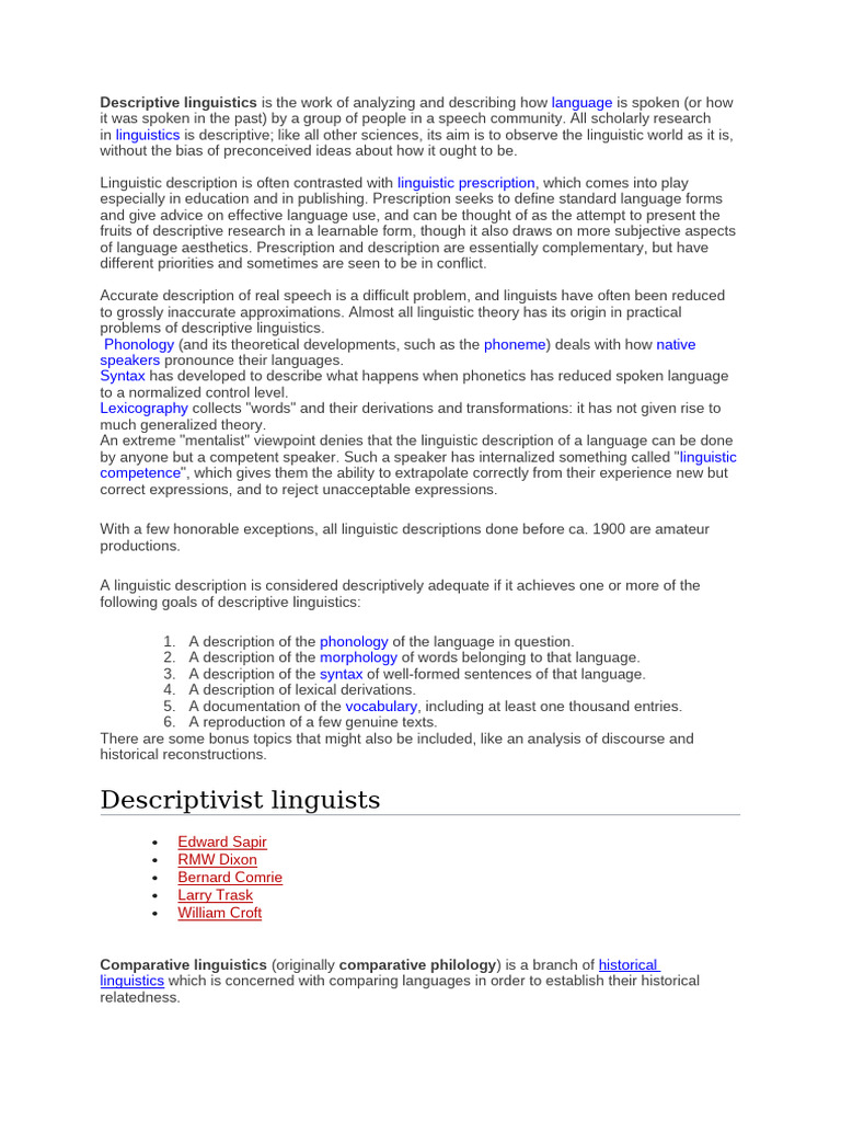 Descriptive Linguistics | PDF | Linguistics | Communication