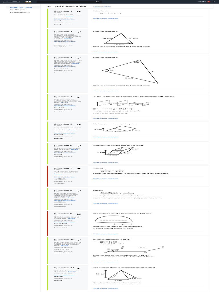 Dr. Frost Math Homework Solutions | PDF | Area | Sphere