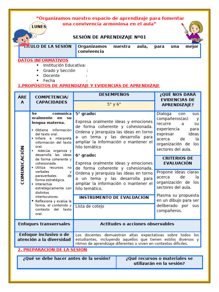 Organización del Aula para Convivencia | PDF | Salón de clases ...