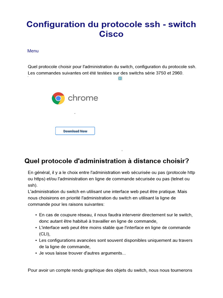 Activation de SSH Sur Un Switch Cisco | PDF | Enveloppe de protection |  Internet