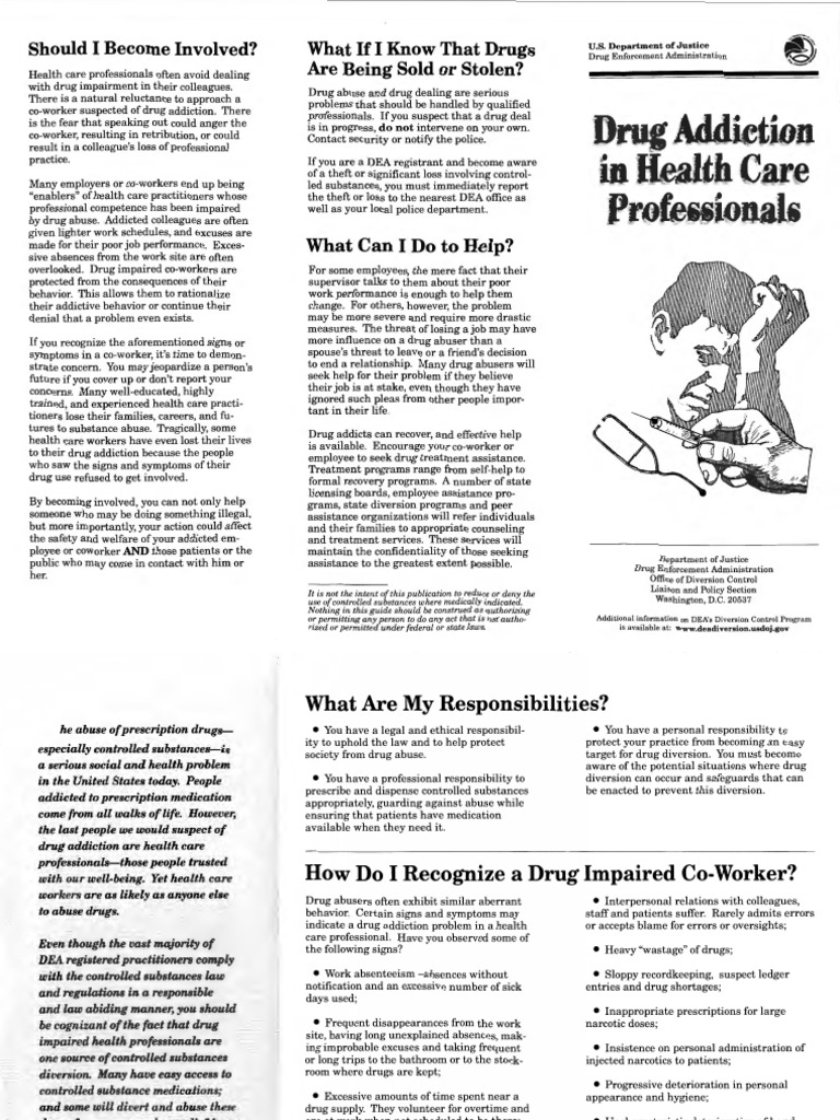 (DEA-DC-1) Drug Addiction in Health Care Professionals | PDF ...