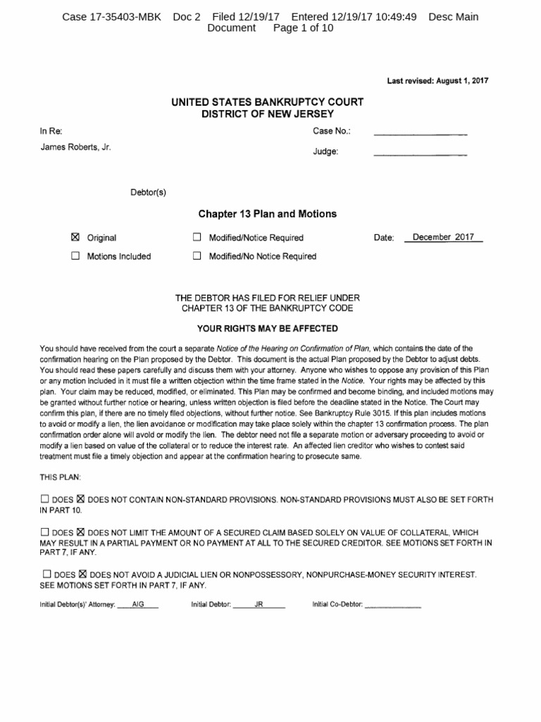 3 Chapter 13 Plan | PDF | Bankruptcy | Chapter 13