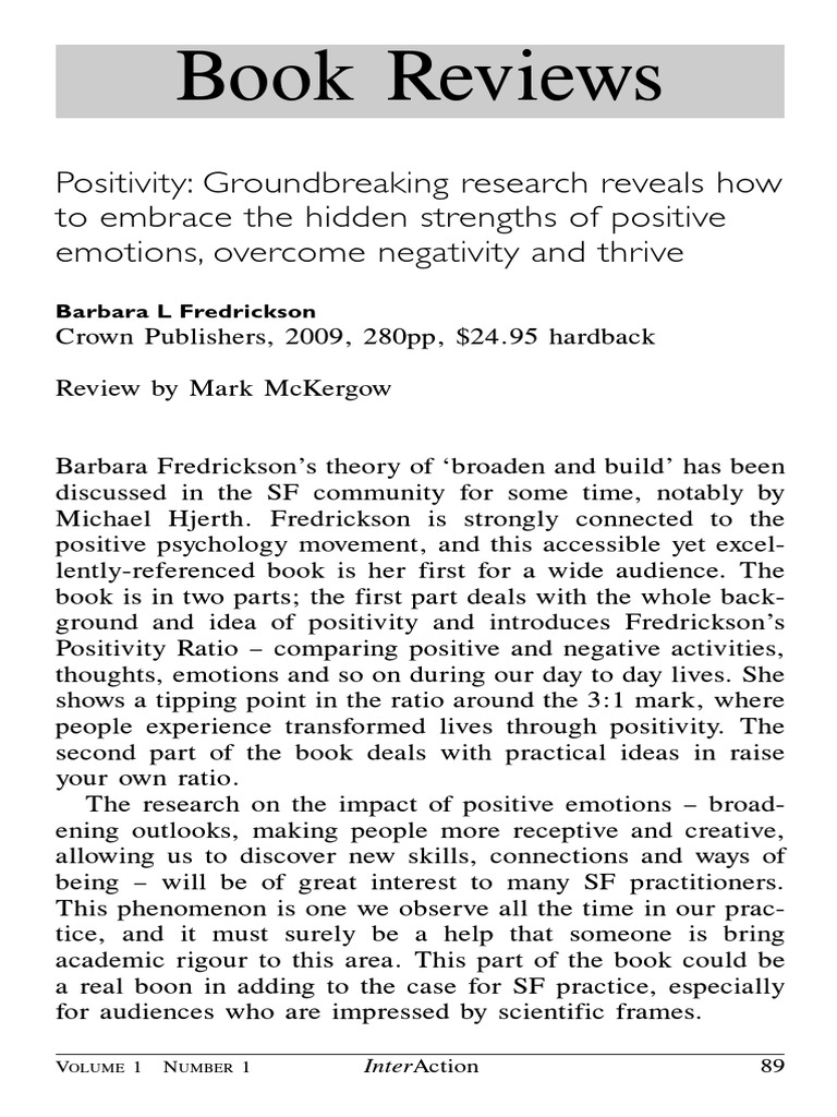 Fredrickson's Positivity Theory Reviewed | PDF | Emotions | Psychology
