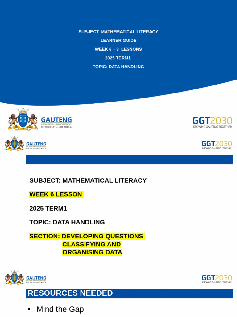 Data Handling in Mathematical Literacy | PDF | Descriptive Statistics