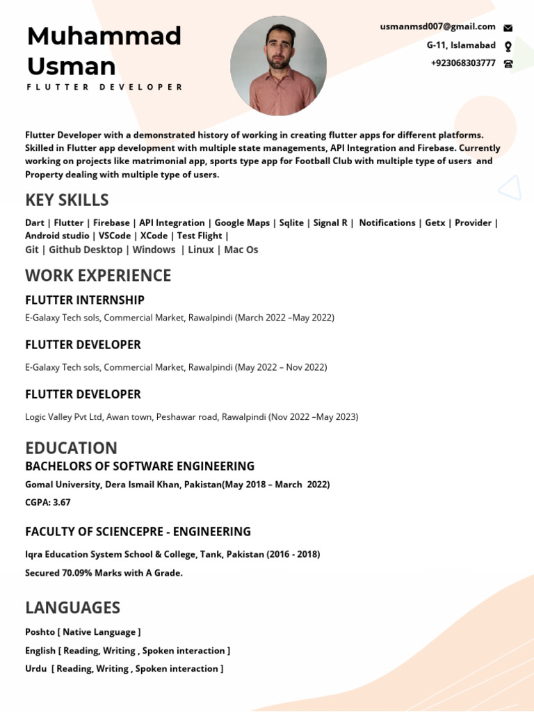 Flutter Developer with API Skills | PDF