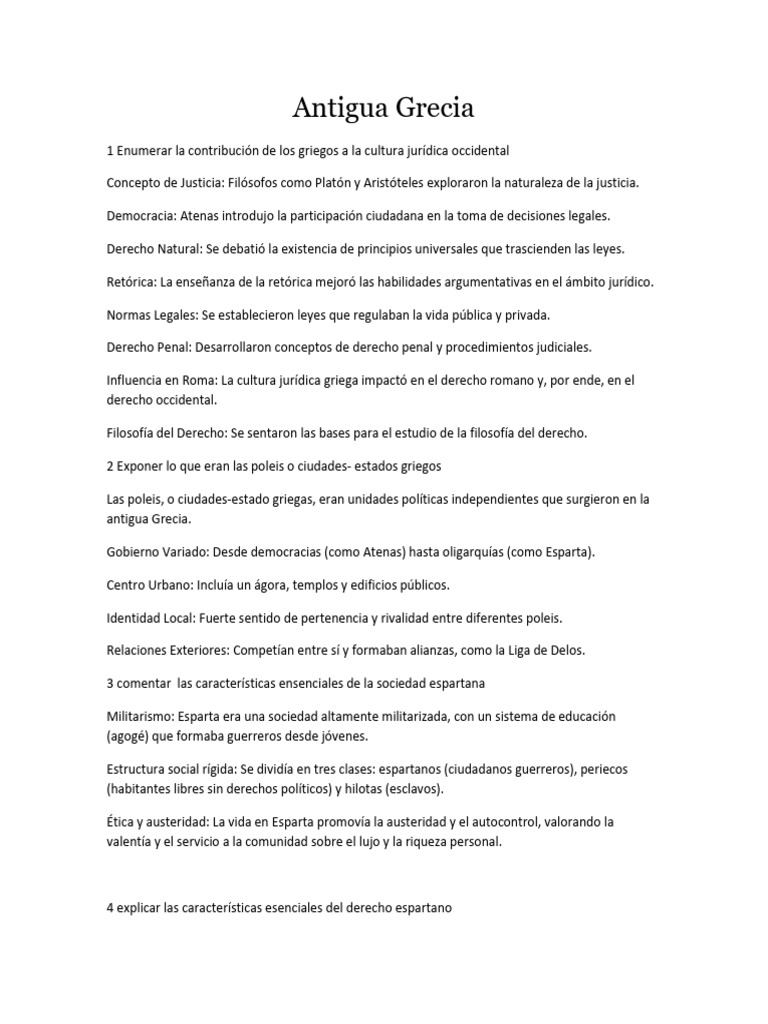 Contribuciones de la Antigua Grecia al Derecho | PDF | Esparta ...