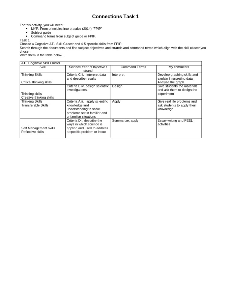 Cognitive ATL Skills in Science Tasks | PDF