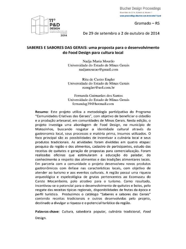 Saberes e Sabores Das Gerais Uma Propost 250219 190701 | PDF