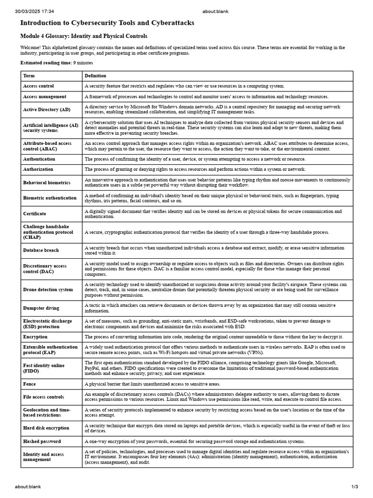Cybersecurity Tools Glossary: Key Terms | PDF | Security | Computer ...
