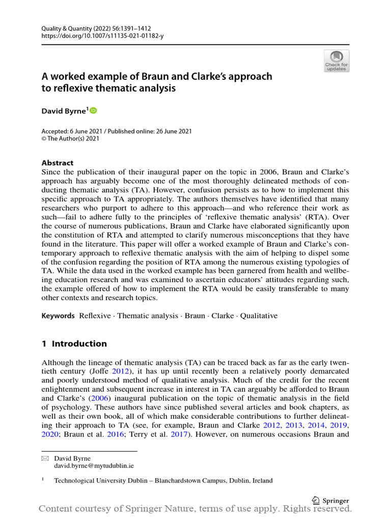 A Worked Example of Braun and Clarkes Approach To | PDF | Cognition ...