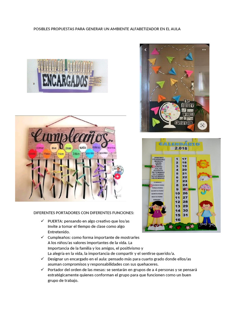 Posibles Propuestas para Generar Un Ambiente Alfabetizador en El Aula | PDF