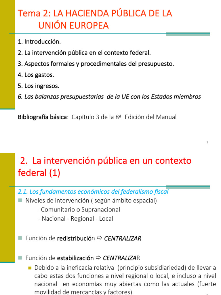 EEU TEMA 2 LA HACIENDA PUBLICA DE LA UNION EUROPEA 21-22 | PDF ...