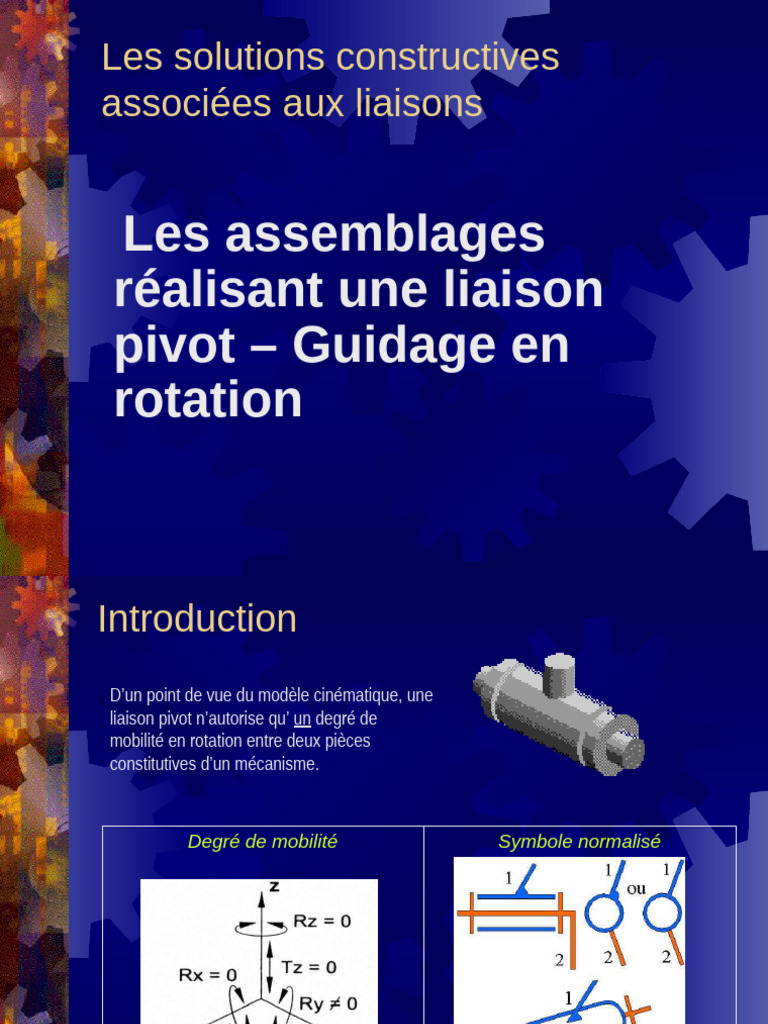 Solutions de liaisons pivot en rotation | PDF | Palier (mécanique ...