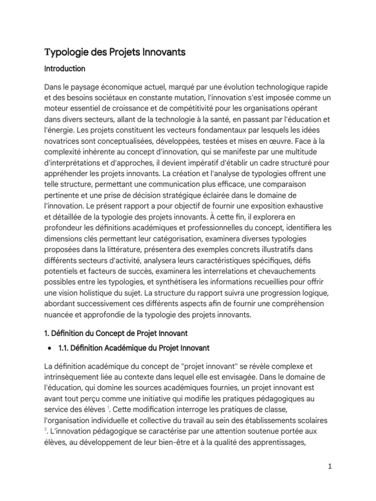 Typologie des Projets Innovants | PDF | Innovation | Pédagogie