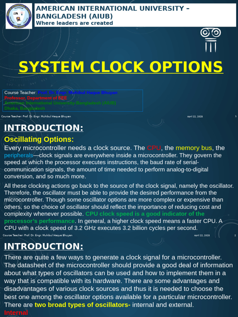 Theory Lecture For Week 4 System Clock Options 1 | PDF | Electronic ...