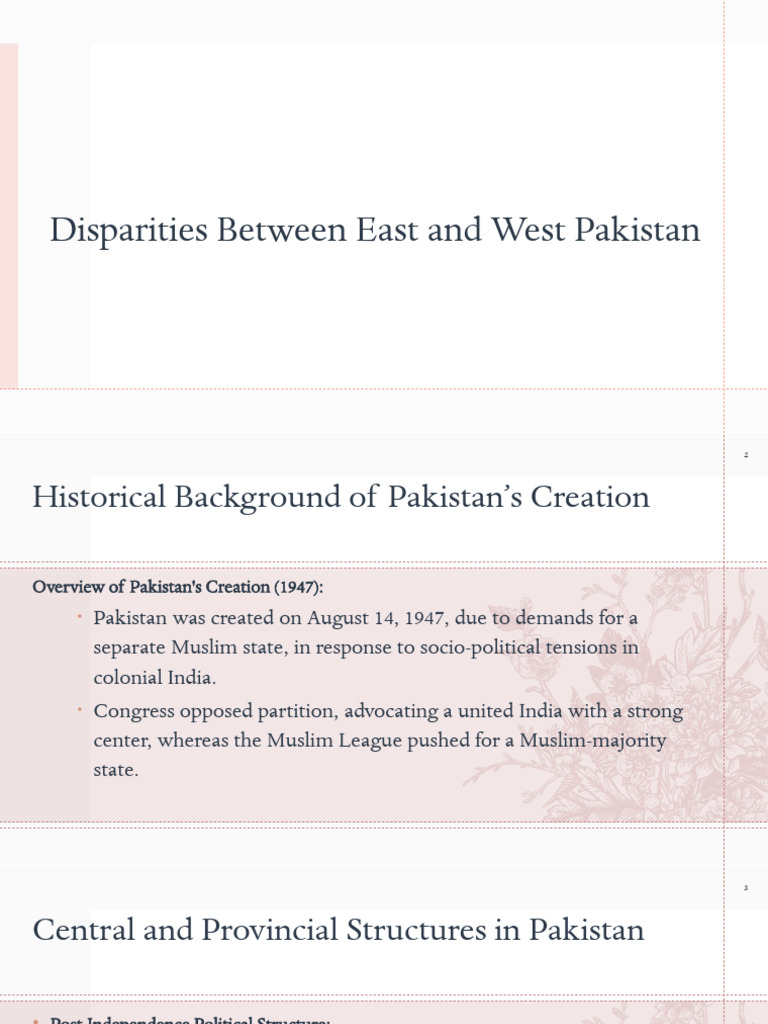 East-West Pakistan Disparities Explained | PDF | Pakistan | Economies