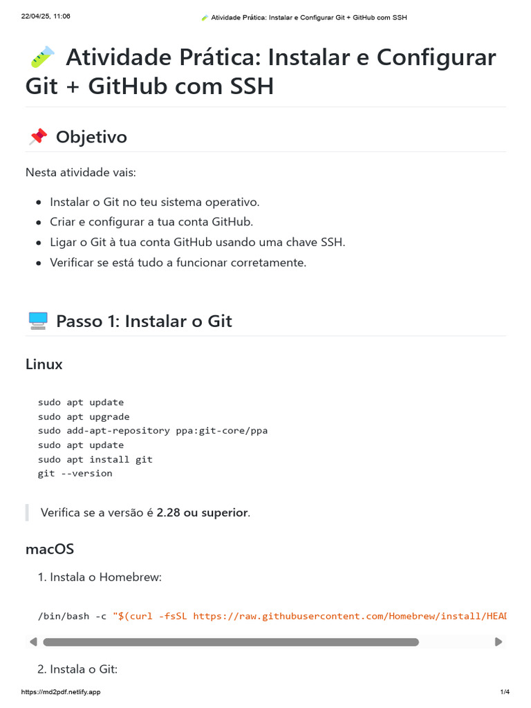 Instalação e Configuração do Git com SSH | PDF | Programas | Informática