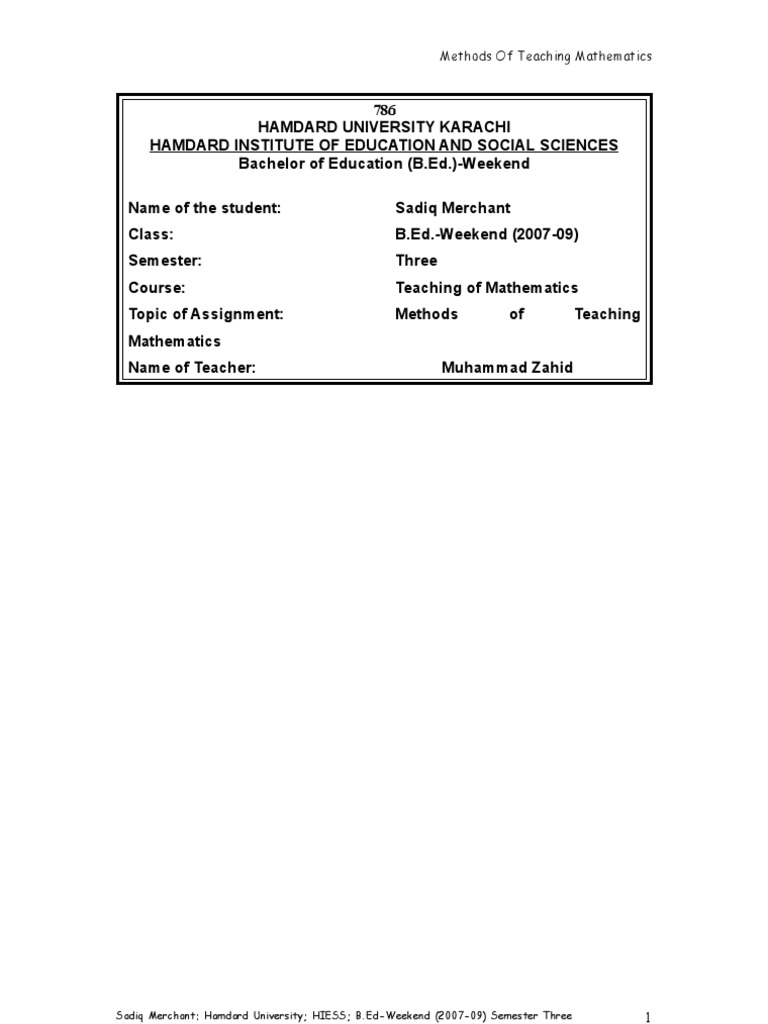 Effective Methods for Teaching Mathematics | PDF | Scientific Method ...