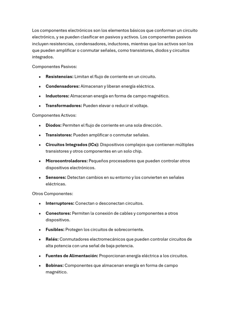 Componentes de La Electronica | PDF | Componente electrónico | Red ...