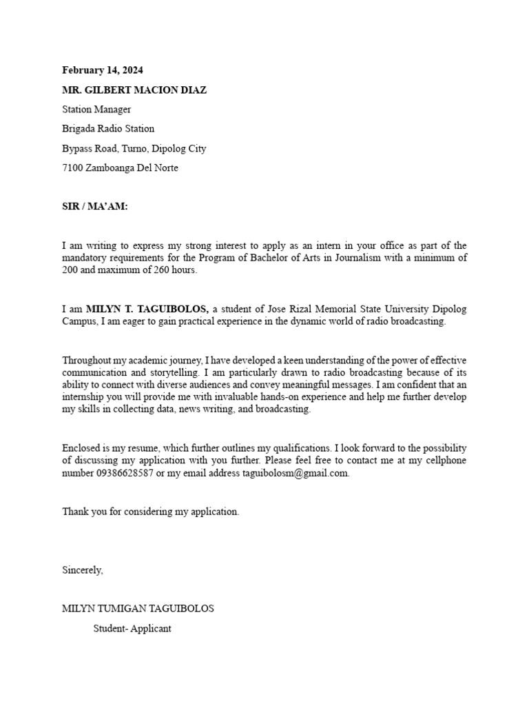 Fresh Look at Internship Application For Radio Broadcasting