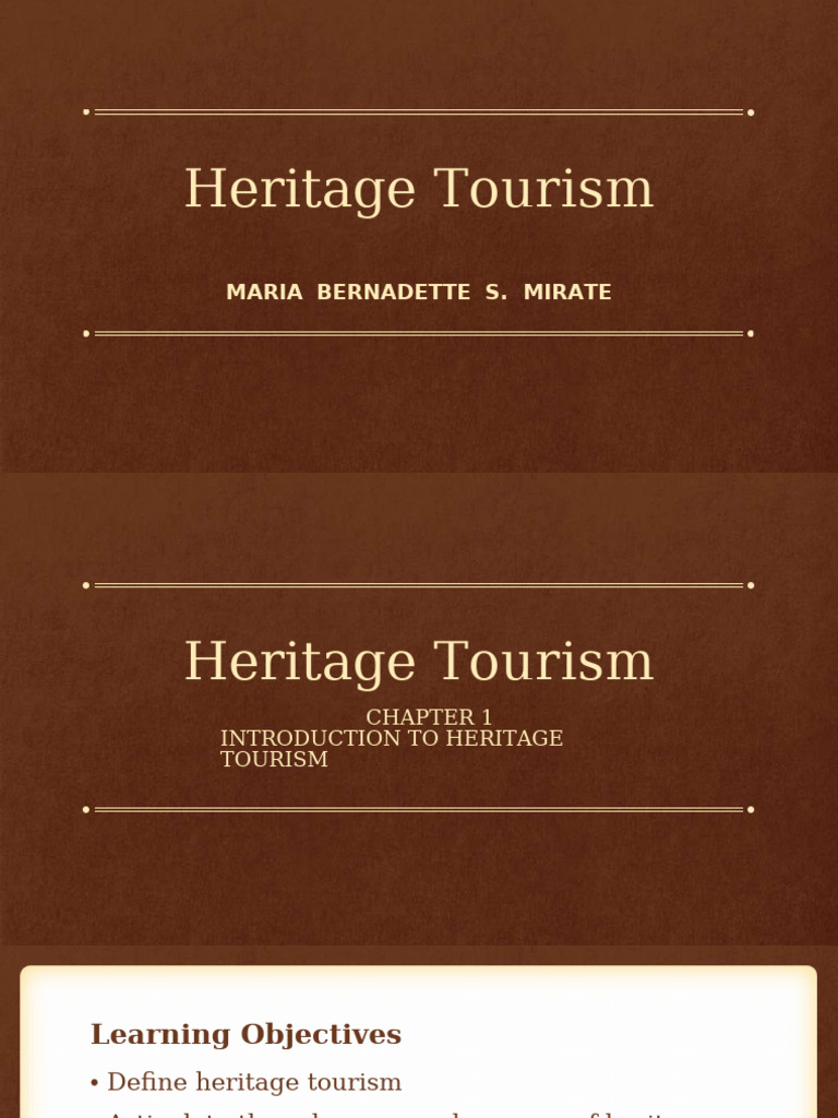 Introduction To Heritage Tourism Pdf