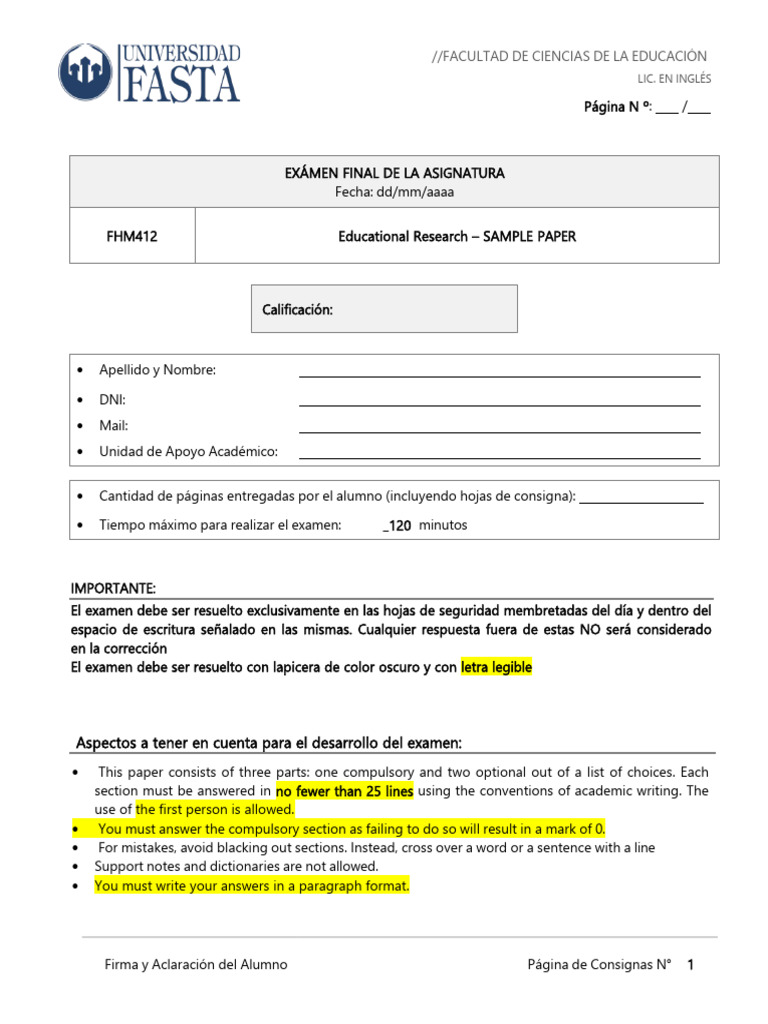 Educational Research Exam Guidelines | PDF | Lateralization Of Brain ...