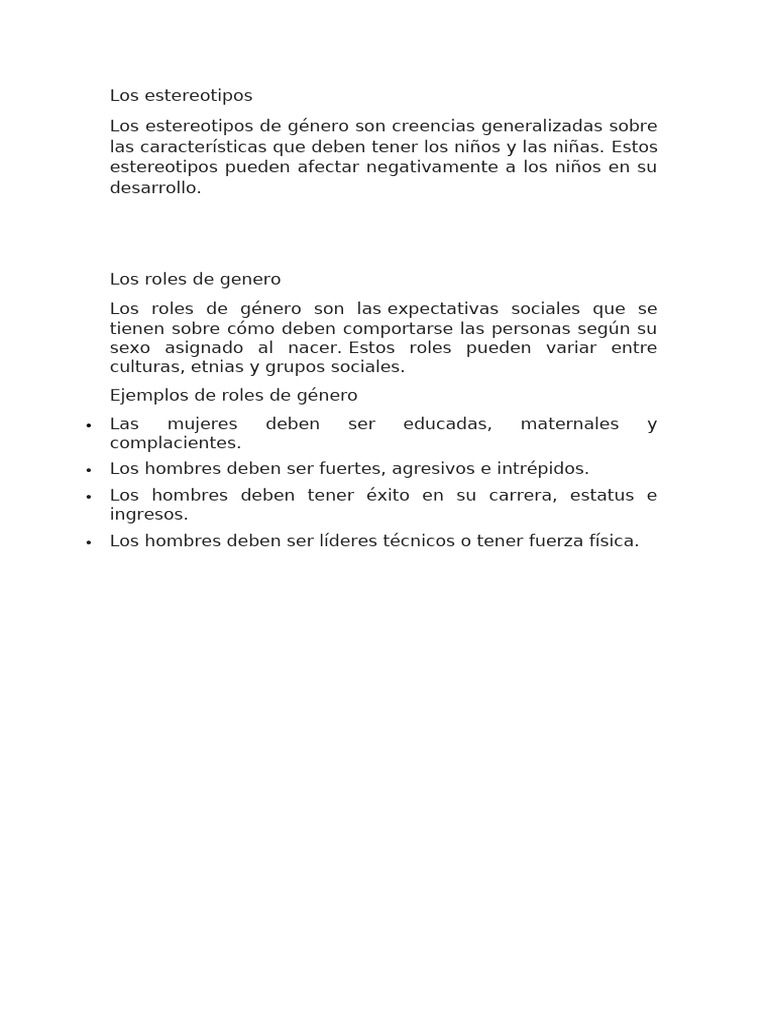 Estereotipos y Roles de Género | PDF