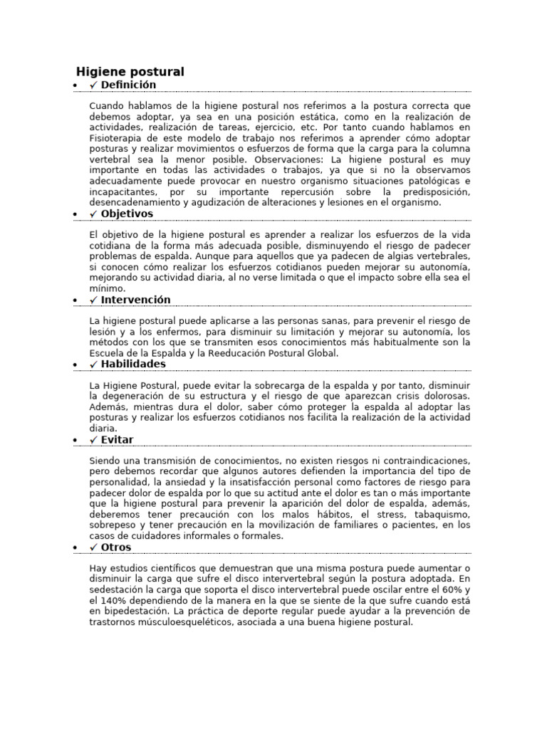 Guía de Higiene Postural Efectiva | PDF | Dolor lumbar | Medicina