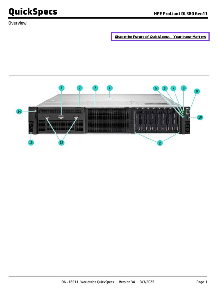 HPE ProLiant DL380 Gen11 | PDF | Computer Science | Computing