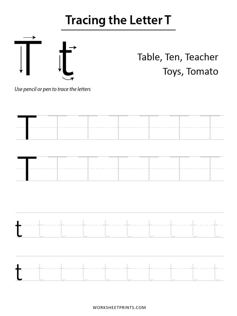 Tracing Letter T | PDF