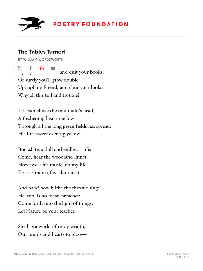 Nature's Wisdom in Wordsworth's Poem | PDF