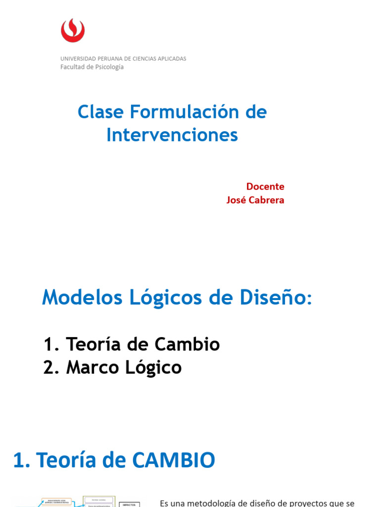 Teoría de Cambio y Marco Lógico en Proyectos | PDF